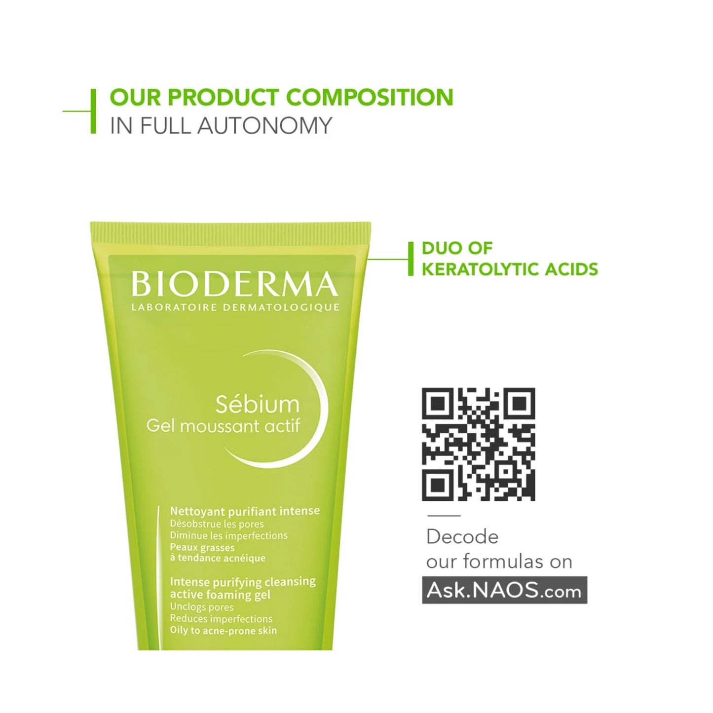 Bioderma Sebium Gel Moussant Actif Intense Purifying Cleansing Active Foaming Gel for Oily to Acne-Prone Skin 200ml