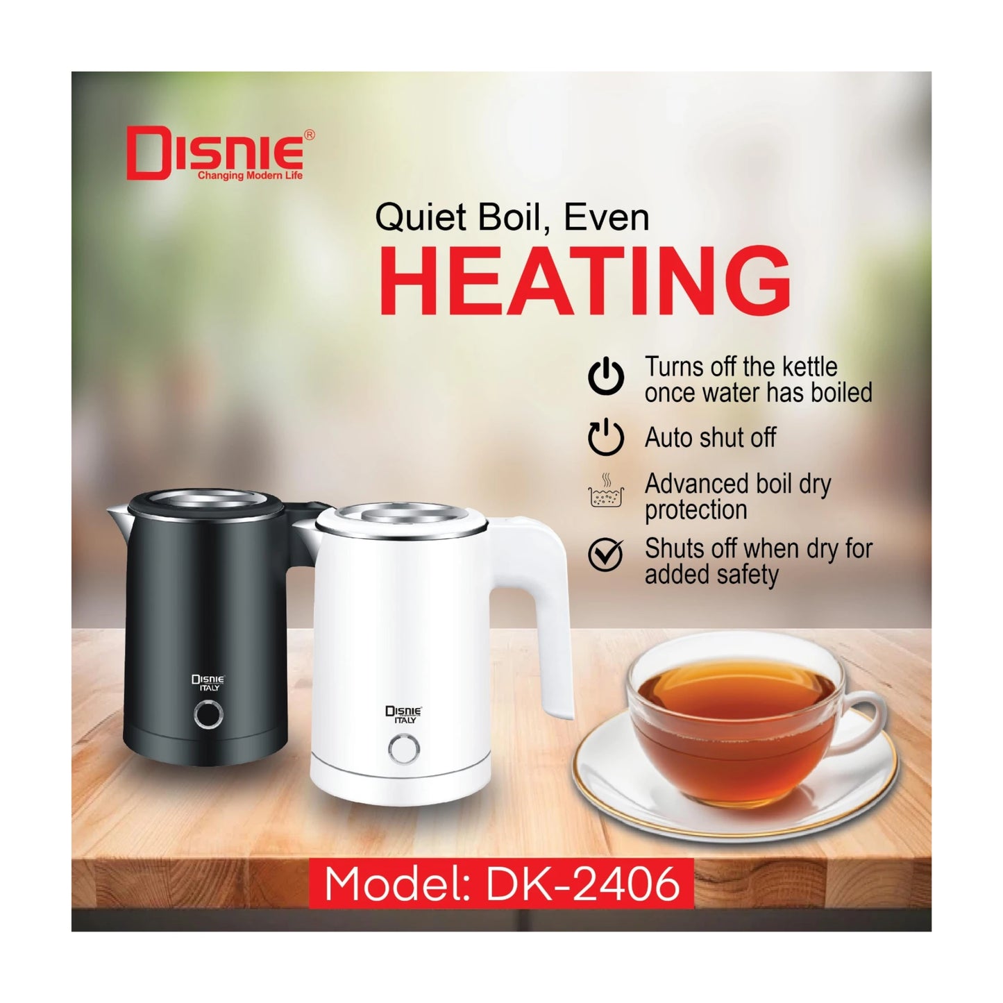 DISNIE DK-2406 ELECTRIC KETTLE 0.6 LTR