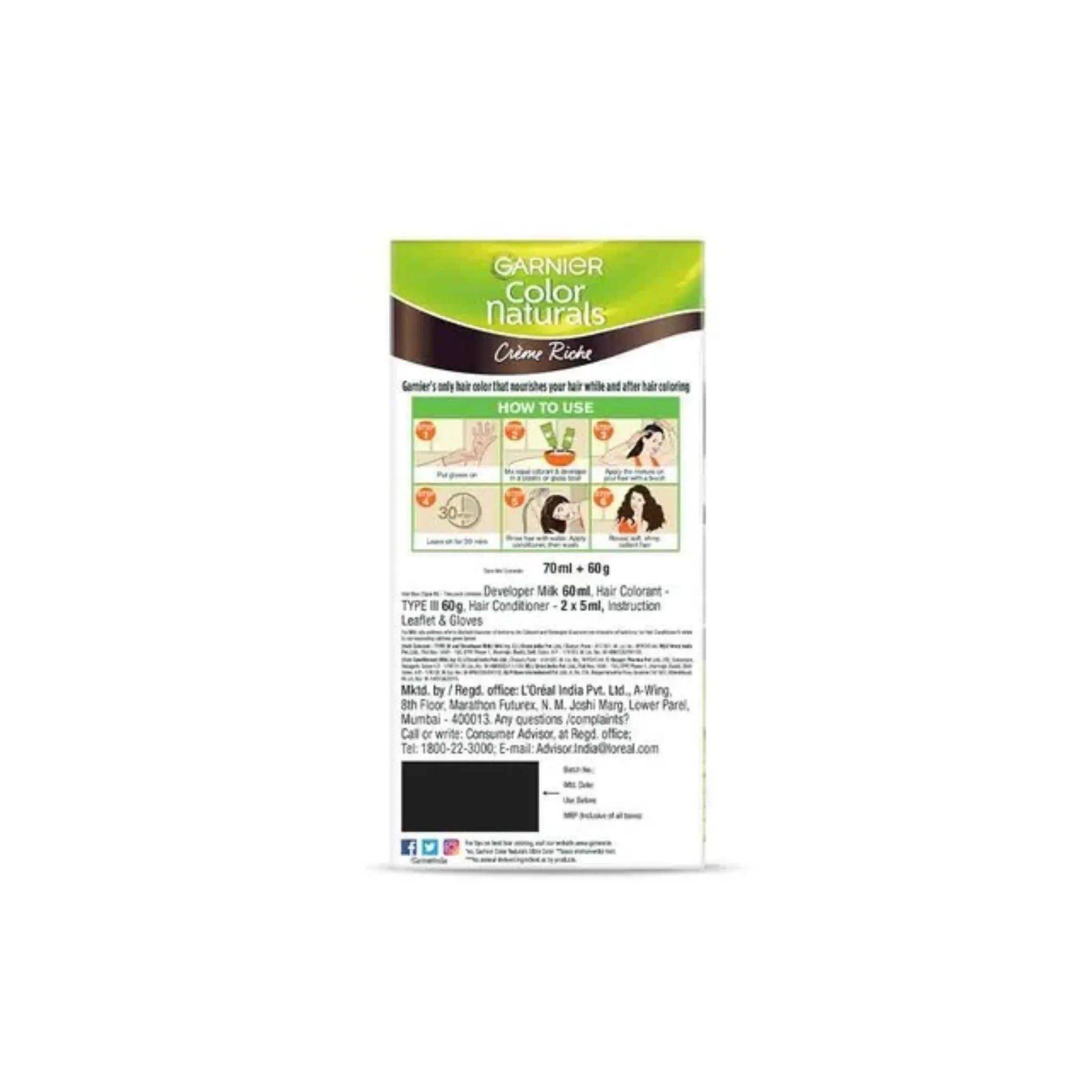 Garnier Color Naturals Creme Riche Hair Color (35ml+30g) - 4 Brown