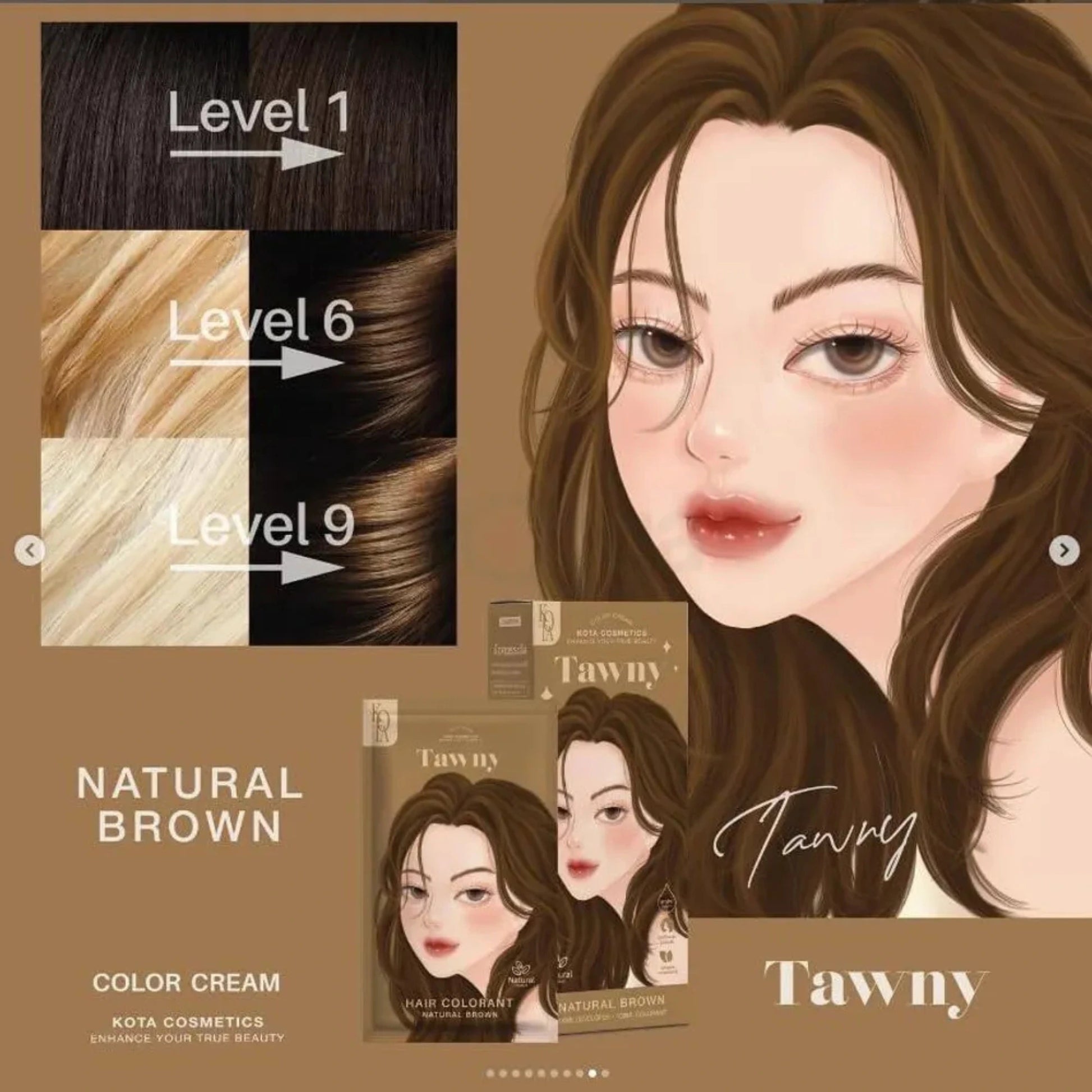 Kota Cosmetics Hair Color Cream Tawny - Natural Brown