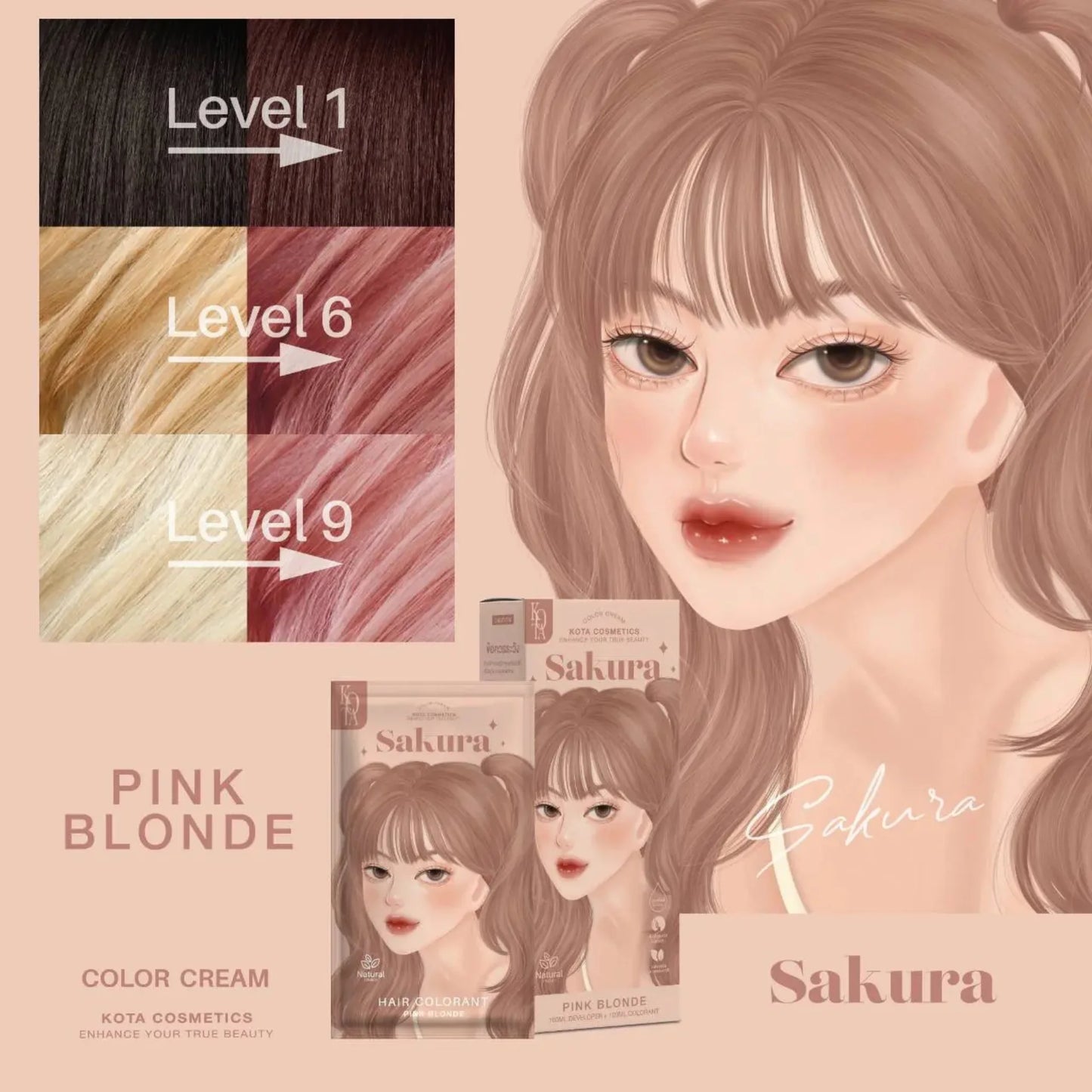 Kota Cosmetics Hair Color Cream Sakura - Pink Blonde