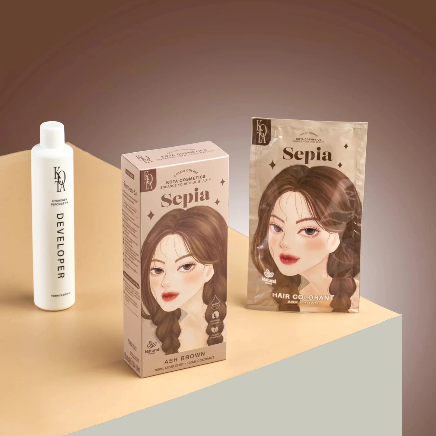Kota Cosmetics Hair Color Cream Sepia - Ash Brown