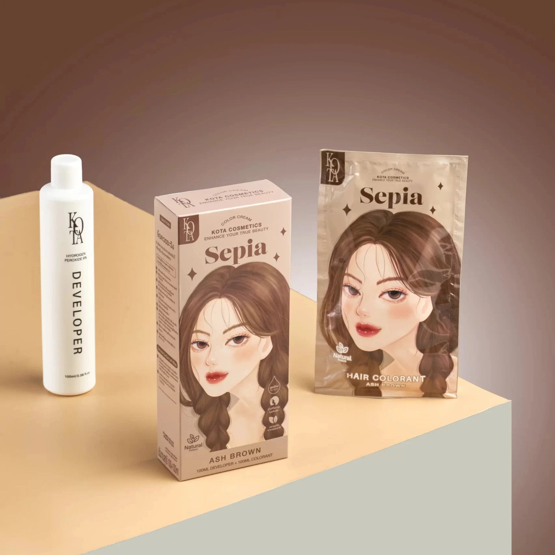 Kota Cosmetics Hair Color Cream Sepia - Ash Brown