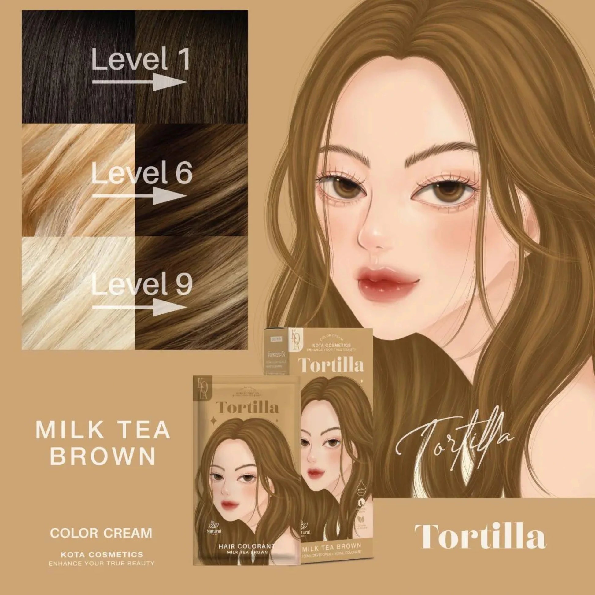 Kota Cosmetics Hair Color Cream Tortilla - Milk Tea Brown