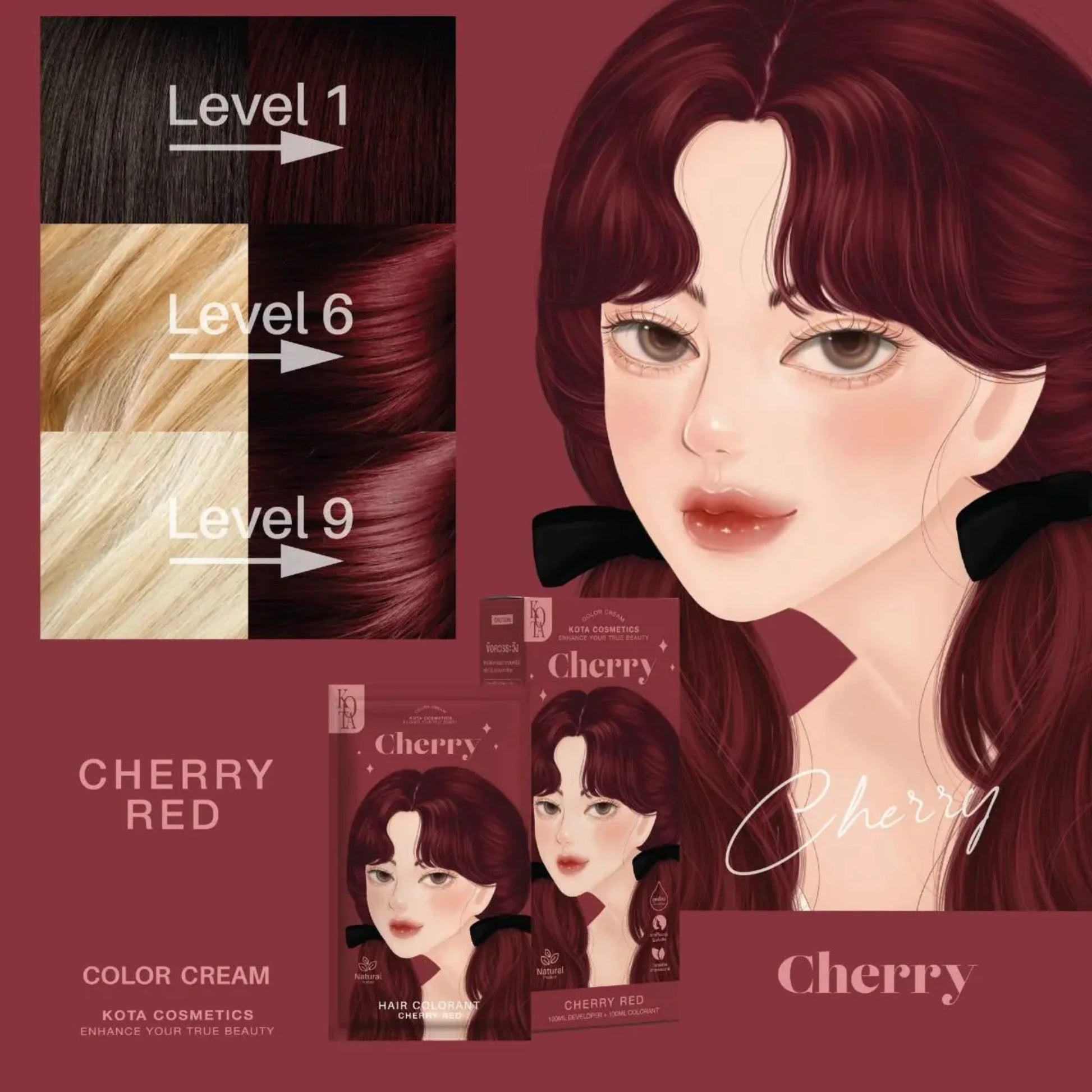 Kota Cosmetics Hair Color Cream – CHERRY RED