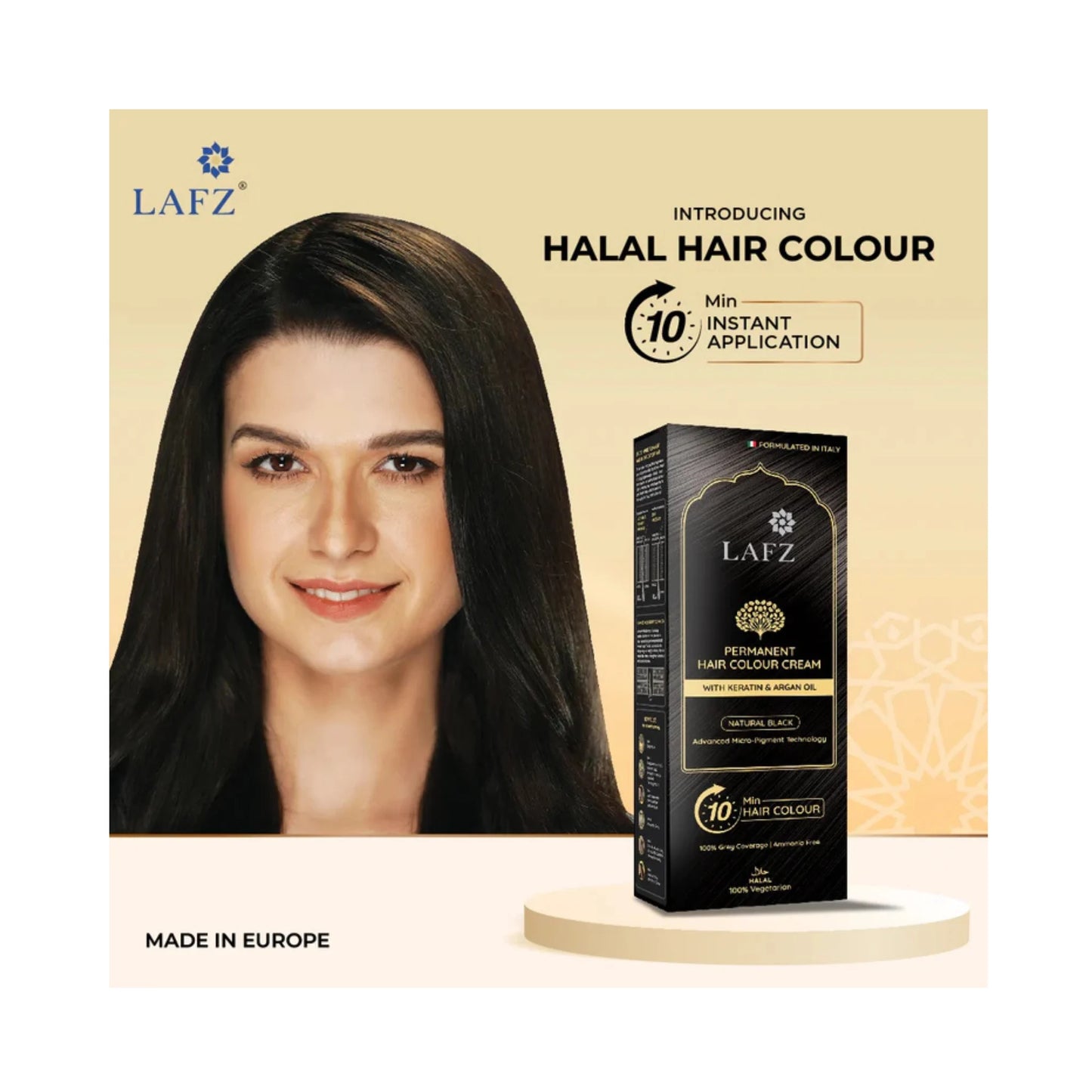 Lafz Permanent 10 Min Hair Color Cream Dubai (40ml) - Natural Black