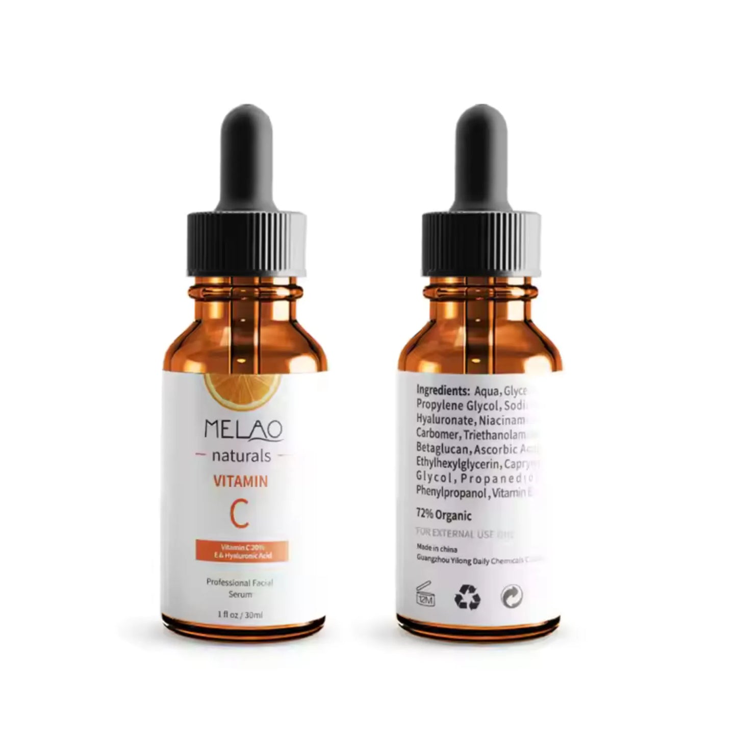 Melao Naturals Vitamin C Facial Serum with Vitamin C 20% E & Hyaluronic Acid