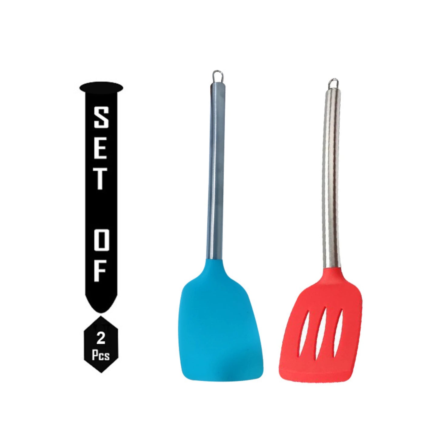 Nonstick Silicone Spoon 2pcs Set- Multicolor