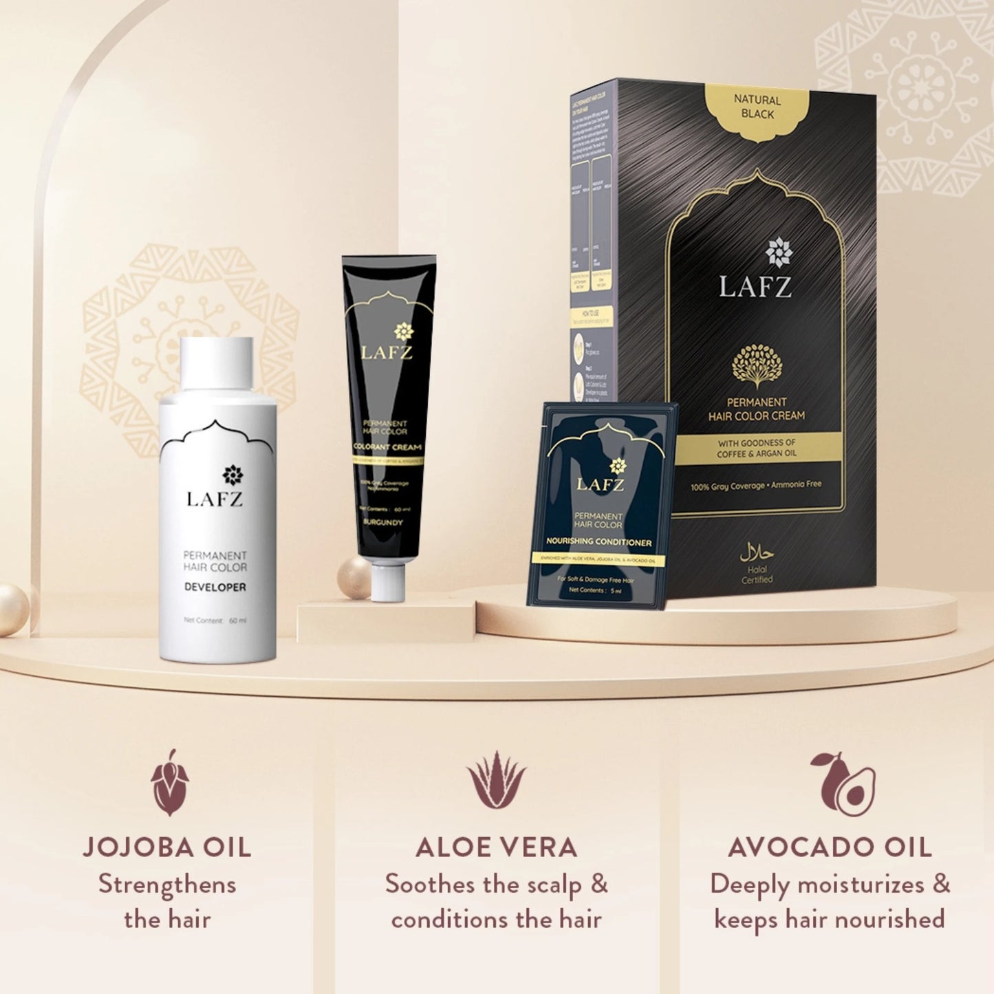 Lafz Permanent Hair Color Cream - Natural Black