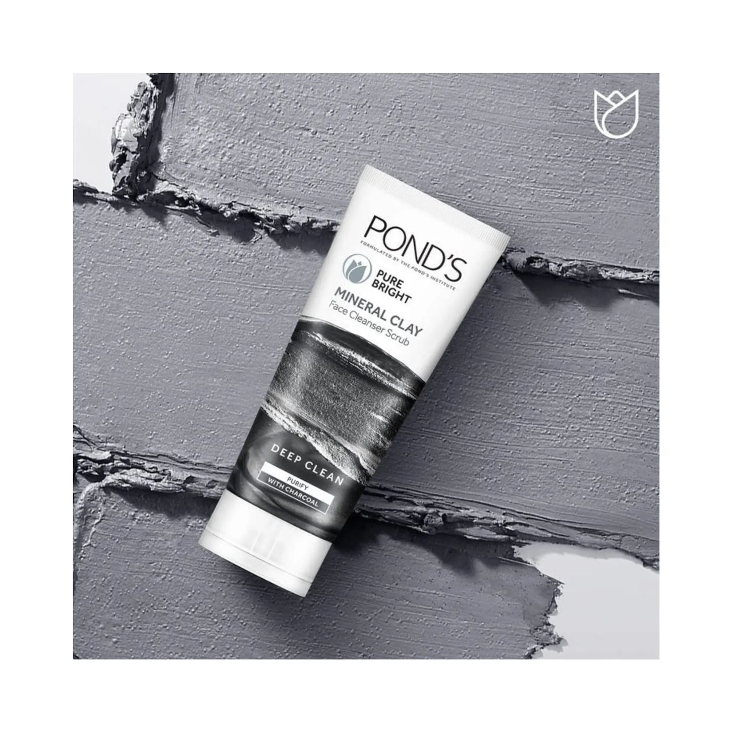 Ponds Pure White Mineral Clay Face Cleanser Scrub with Charcoal (90gm)