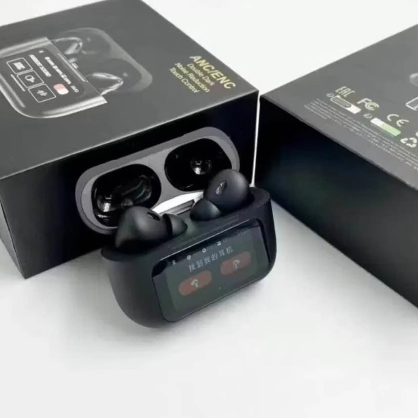 Airpods A9 Pro ANC Touch Screen Display Earbuds - Black