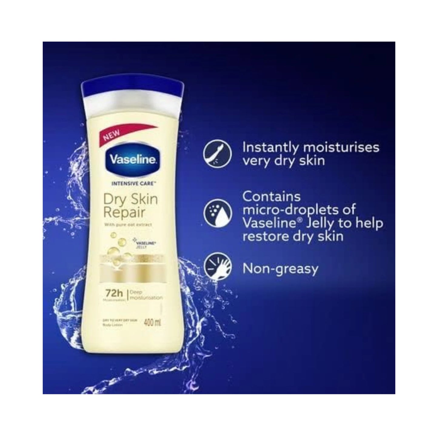 Vaseline Intensive Care Dry Skin Repair 72h Moisturisation Body Lotion (400ml)