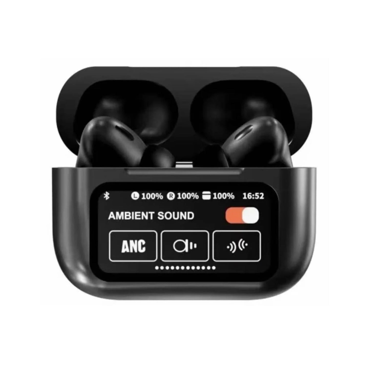 Airpods A9 Pro ANC Touch Screen Display Earbuds - Black
