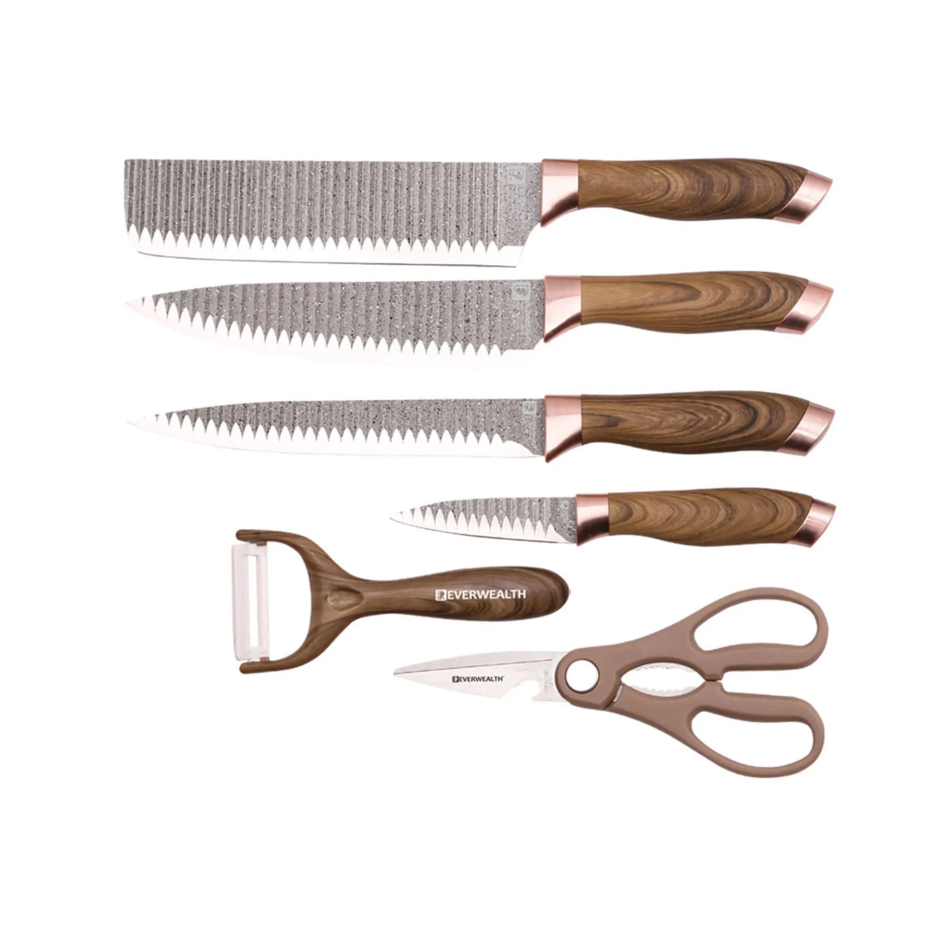 Everrich Non-Stick Stone Coating Kitchen Knives Set In Gift Box – 6 Pcs