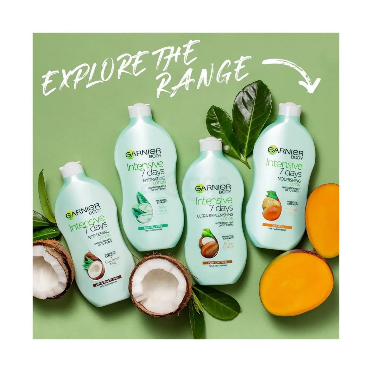 Garnier Intensive 7 Days Nourishing Lotion with Mango Oil & Probiotic Extract for Dry Skin