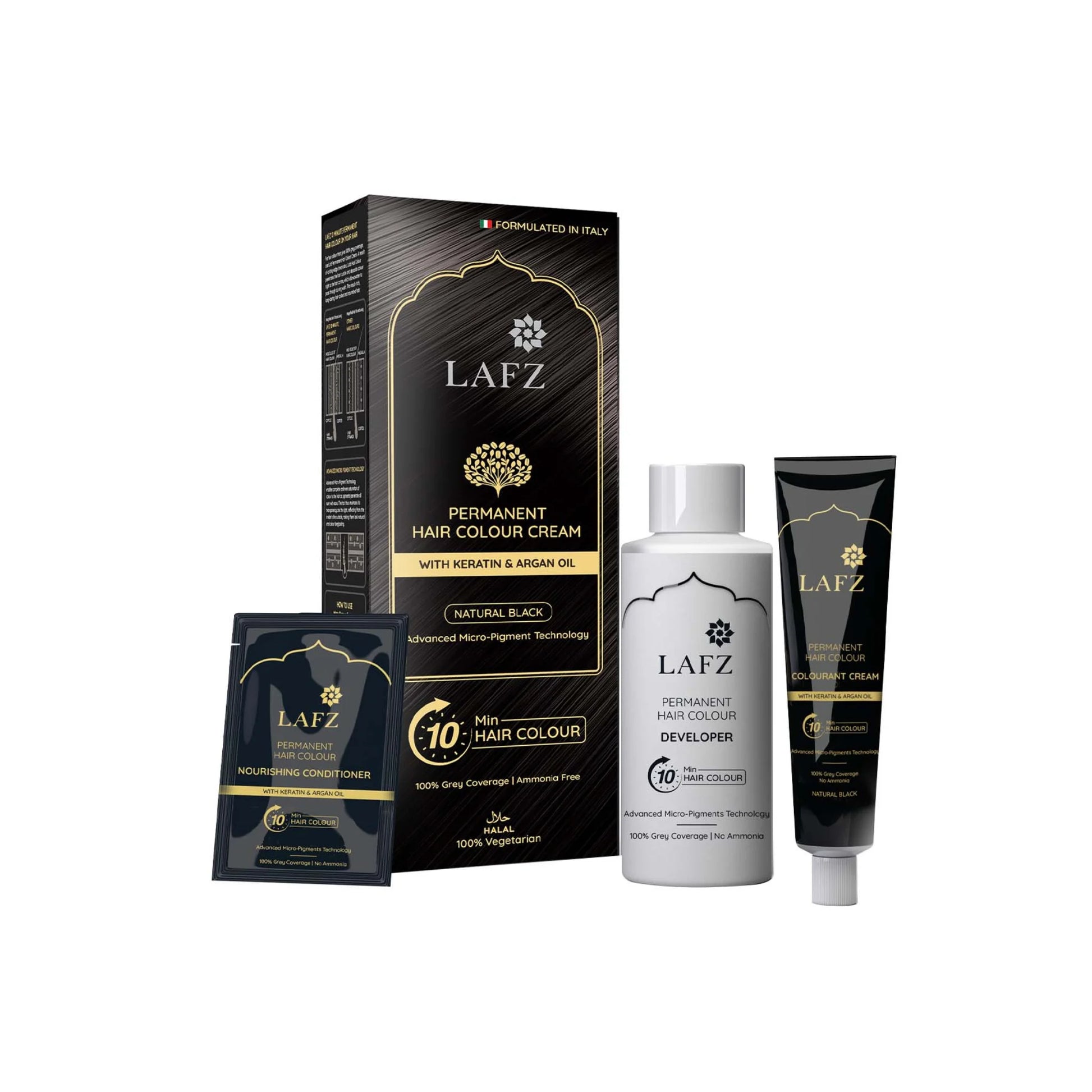 Lafz Permanent 10 Min Hair Color Cream Dubai (40ml) - Natural Black
