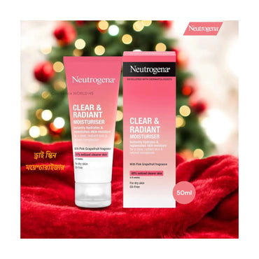 Neutrogena Clear and Radiant Oil Free Moisturizer with Pink Grapefruit Fragrance for Dry Skin 50ml