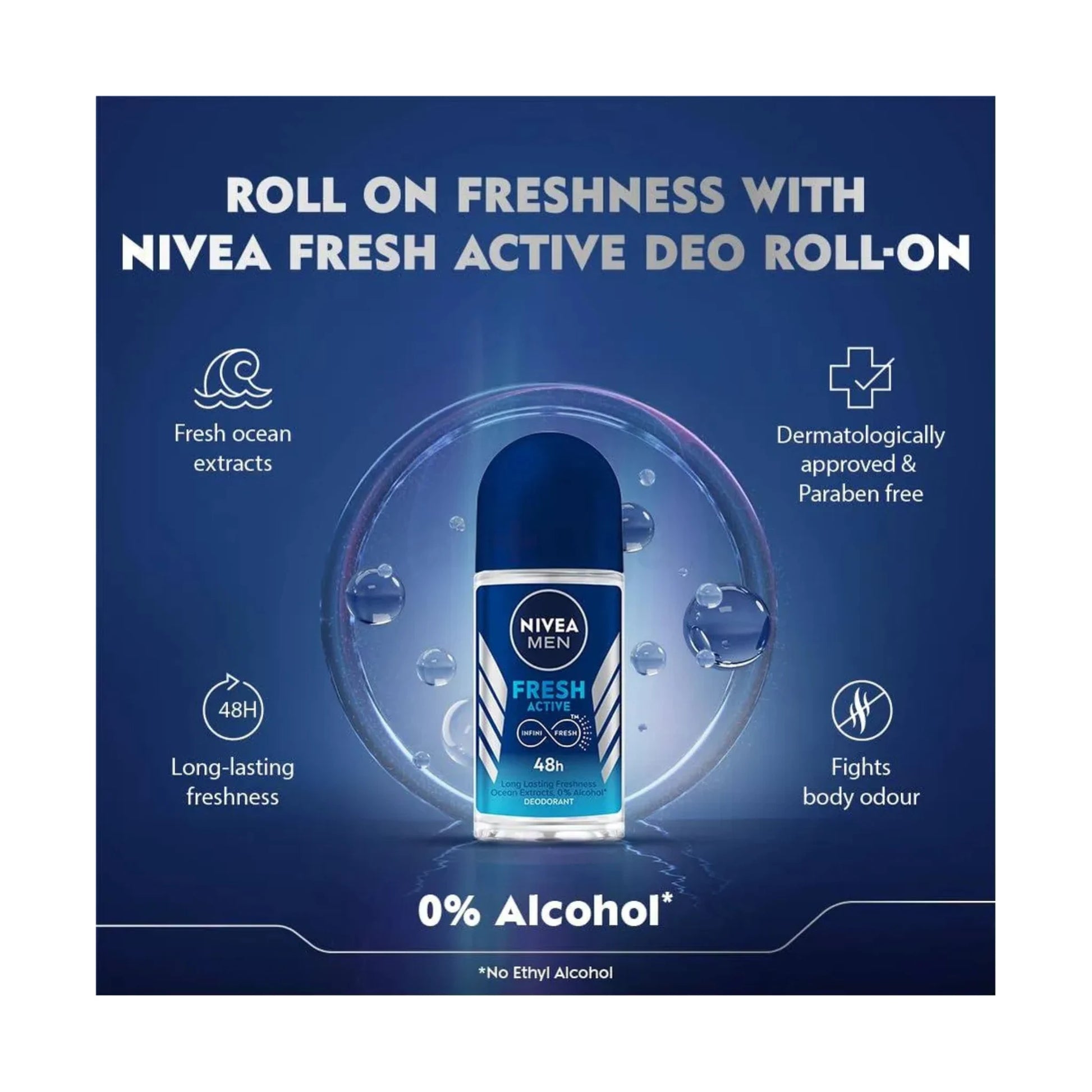 Nivea Men Fresh Active Anti-Perspirant Roll-On (Imported)