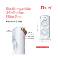 Rechargeable Double Head Portable Mini Air Cooling Mist Fan with Remote