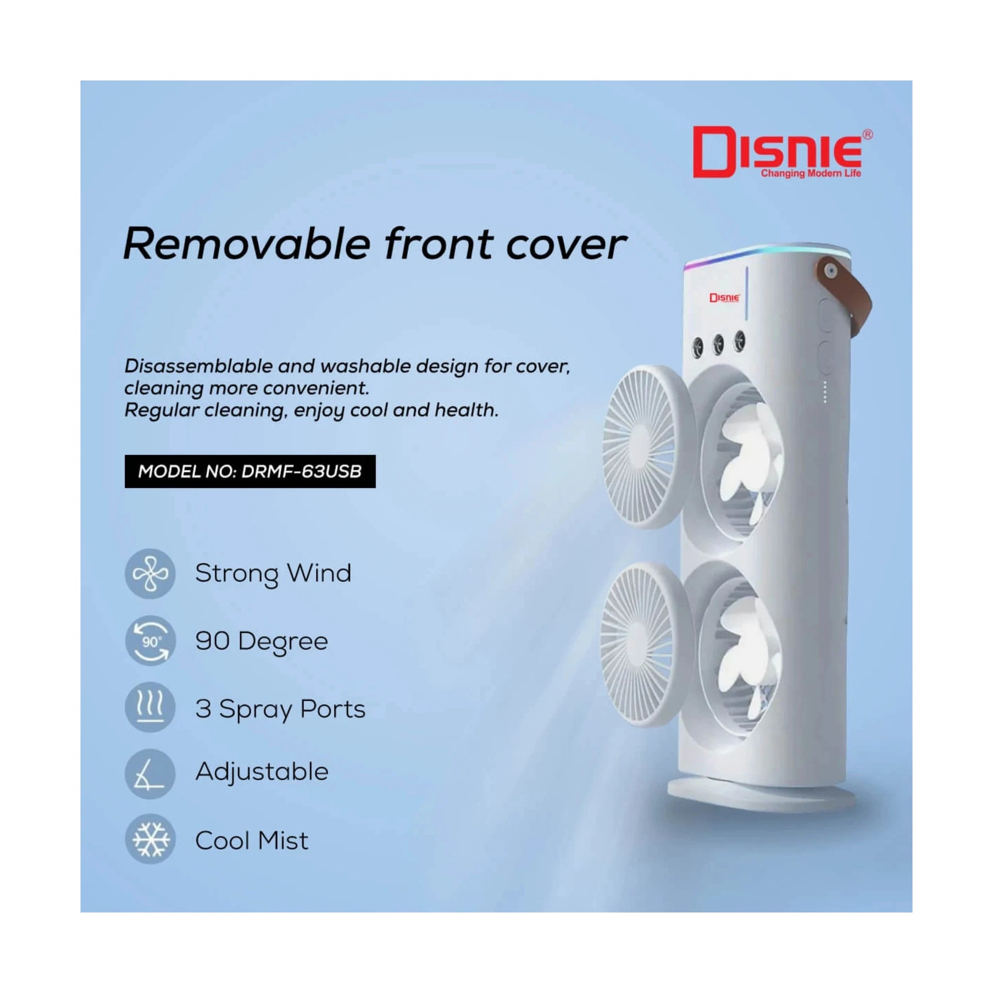 Rechargeable Double Head Portable Mini Air Cooling Mist Fan with Remote