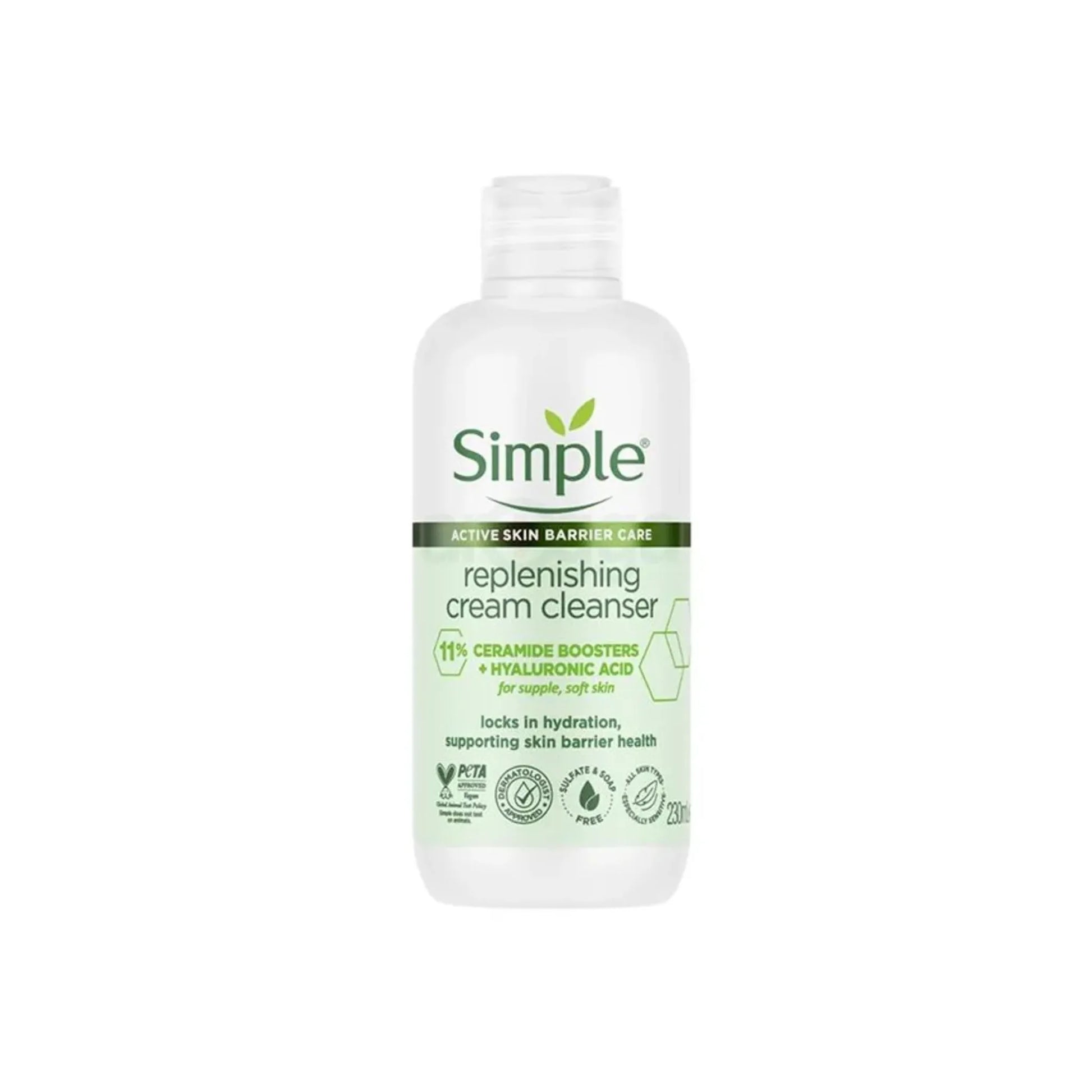 Simple Replenishing Cream Cleanser with 11% Ceramide Boosters + Hyaluronic Acid