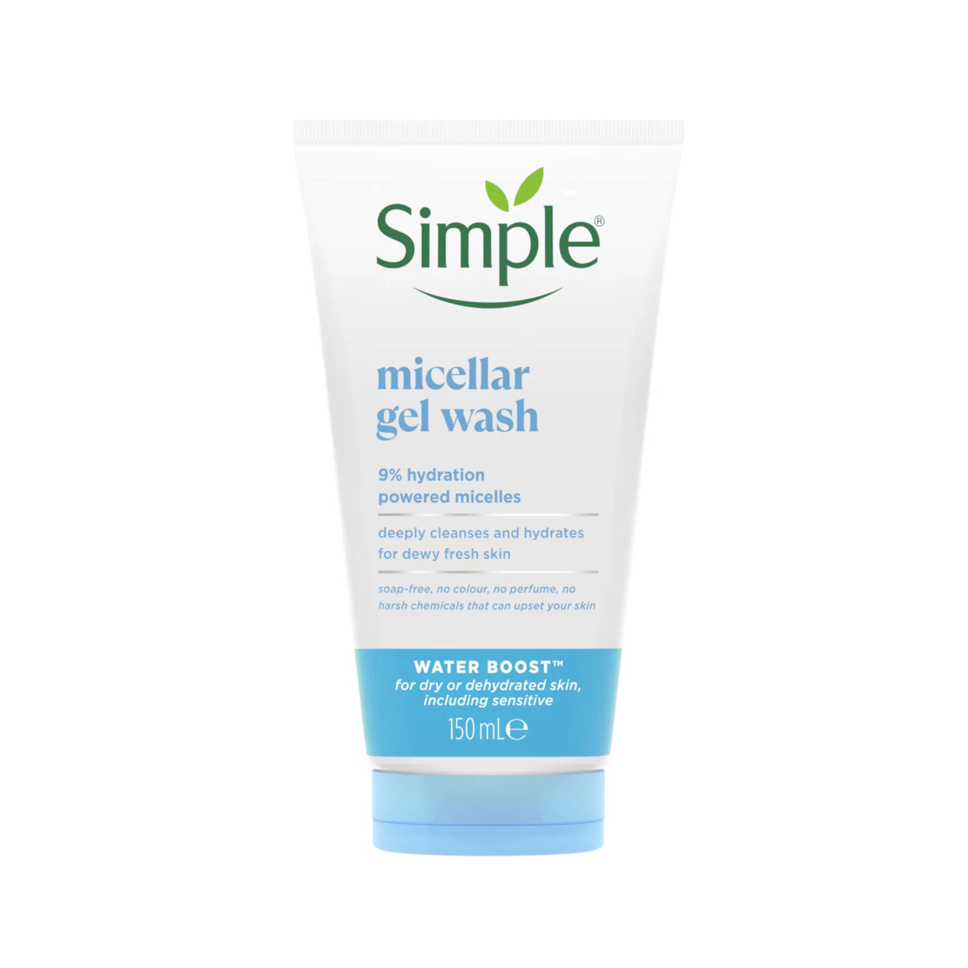 Simple Water Boost Micellar Facial Gel Wash for Hydrated Dewy-Fresh Skin 150ml