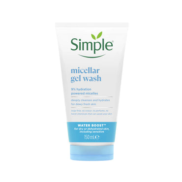 Simple Water Boost Micellar Facial Gel Wash for Hydrated Dewy-Fresh Skin 150ml