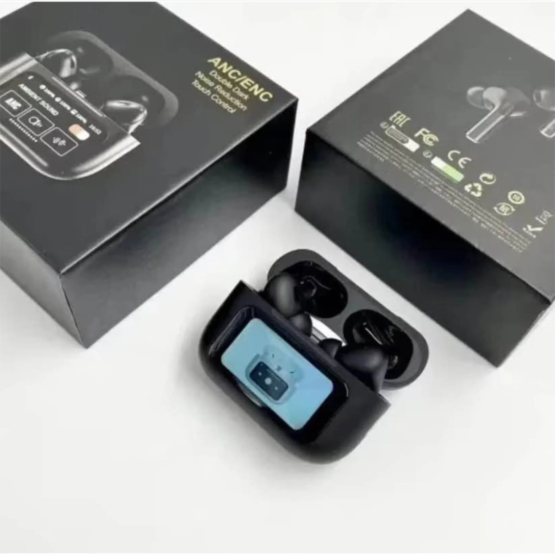 Airpods A9 Pro ANC Touch Screen Display Earbuds - Black