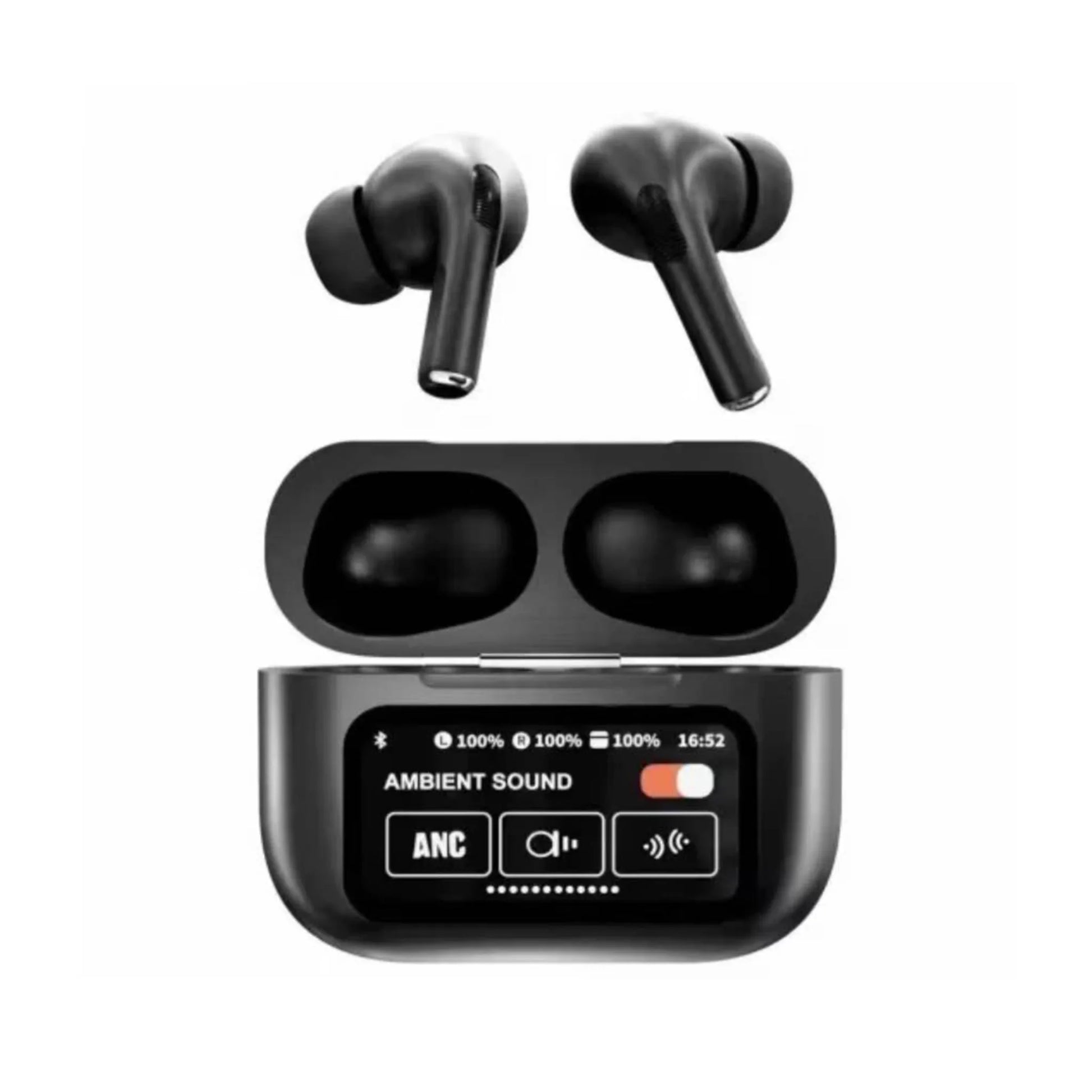Airpods A9 Pro ANC Touch Screen Display Earbuds - Black