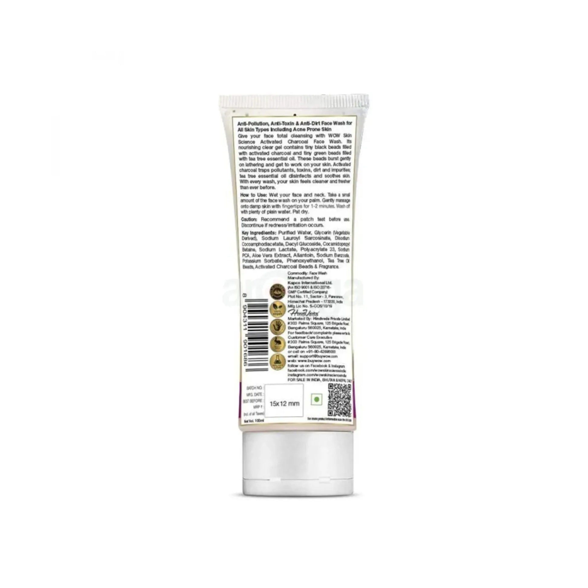 Wow Skin Science Activated Charcoal Facewash 100ml
