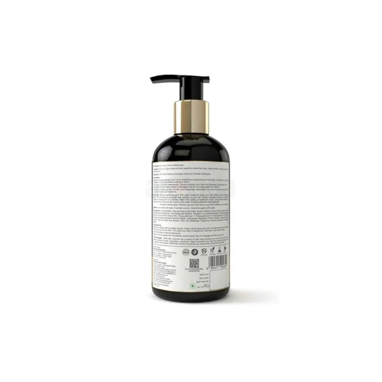 Wow Skin Science Activated Charcoal & Keratin Shampoo 300ml