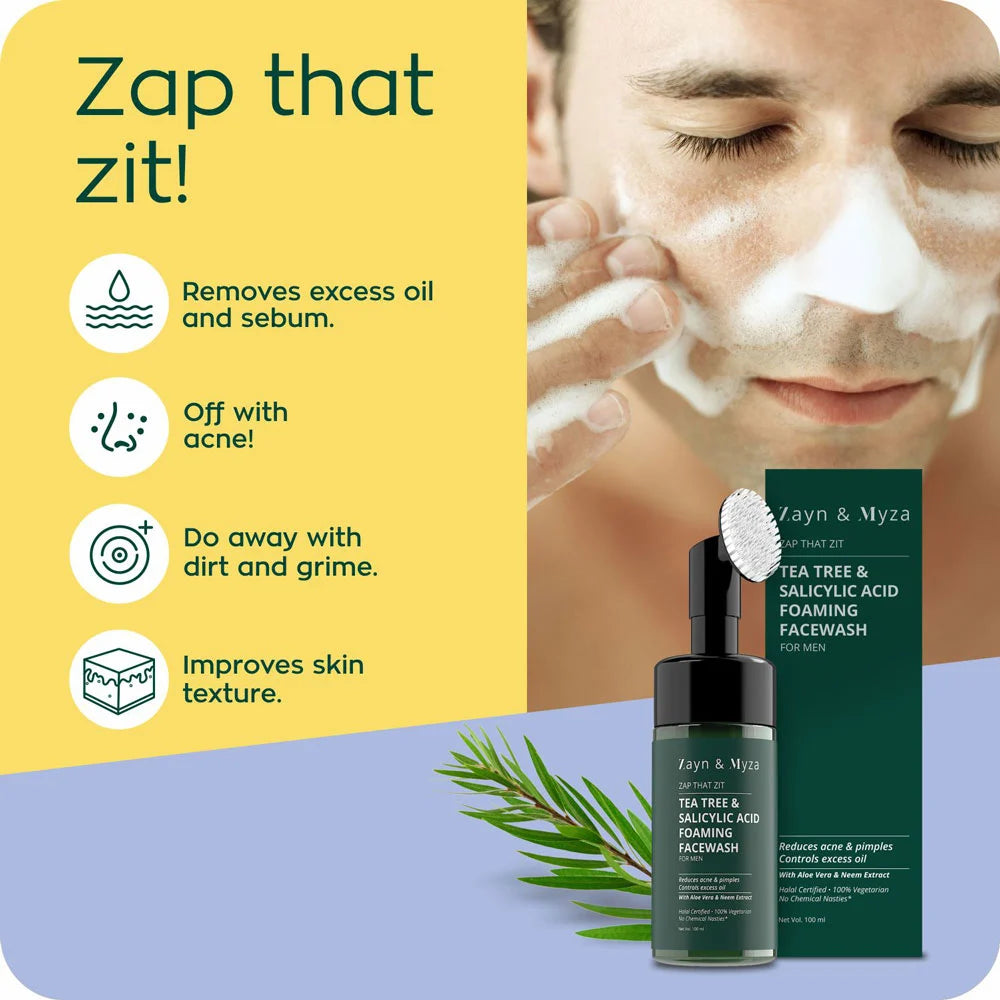 Zayn & Myza Tea Tree & Salicylic Acid Foaming Face Wash (Applicator)-Men