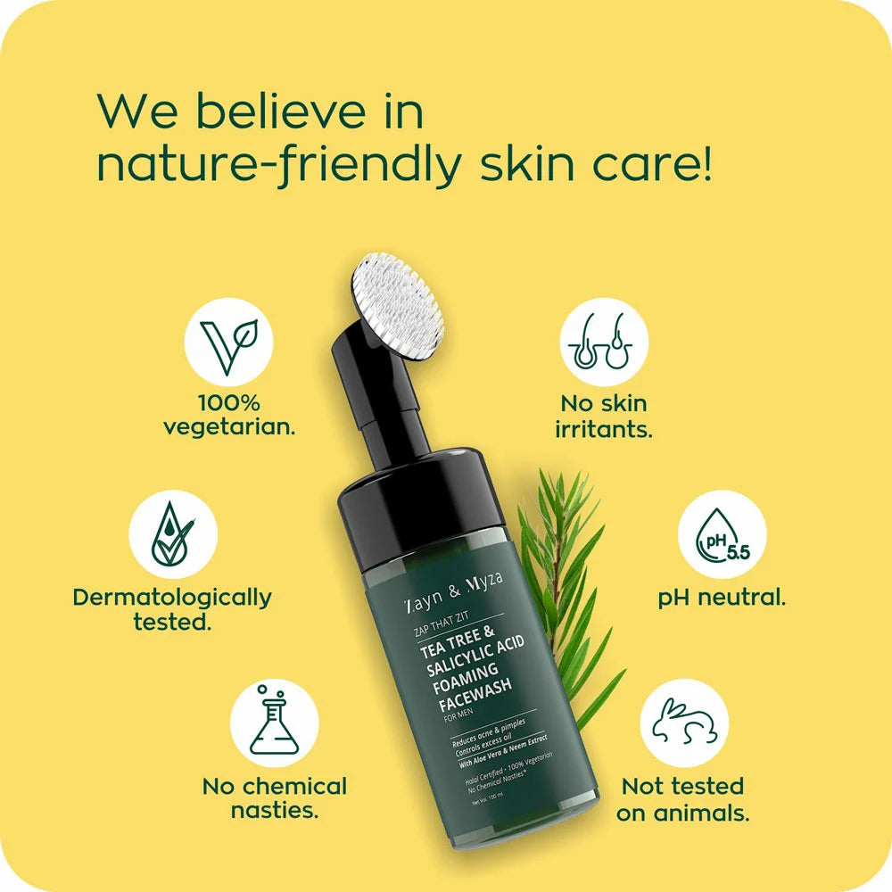 Zayn & Myza Tea Tree & Salicylic Acid Foaming Face Wash (Applicator)-Men
